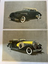 1974 Bright of America vinyl laminated placemats 1937 Duesenburg, & Cord 812 SC