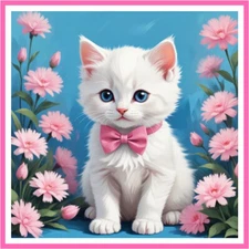 30 Custom Cute White Kitten Personalized Address Labels