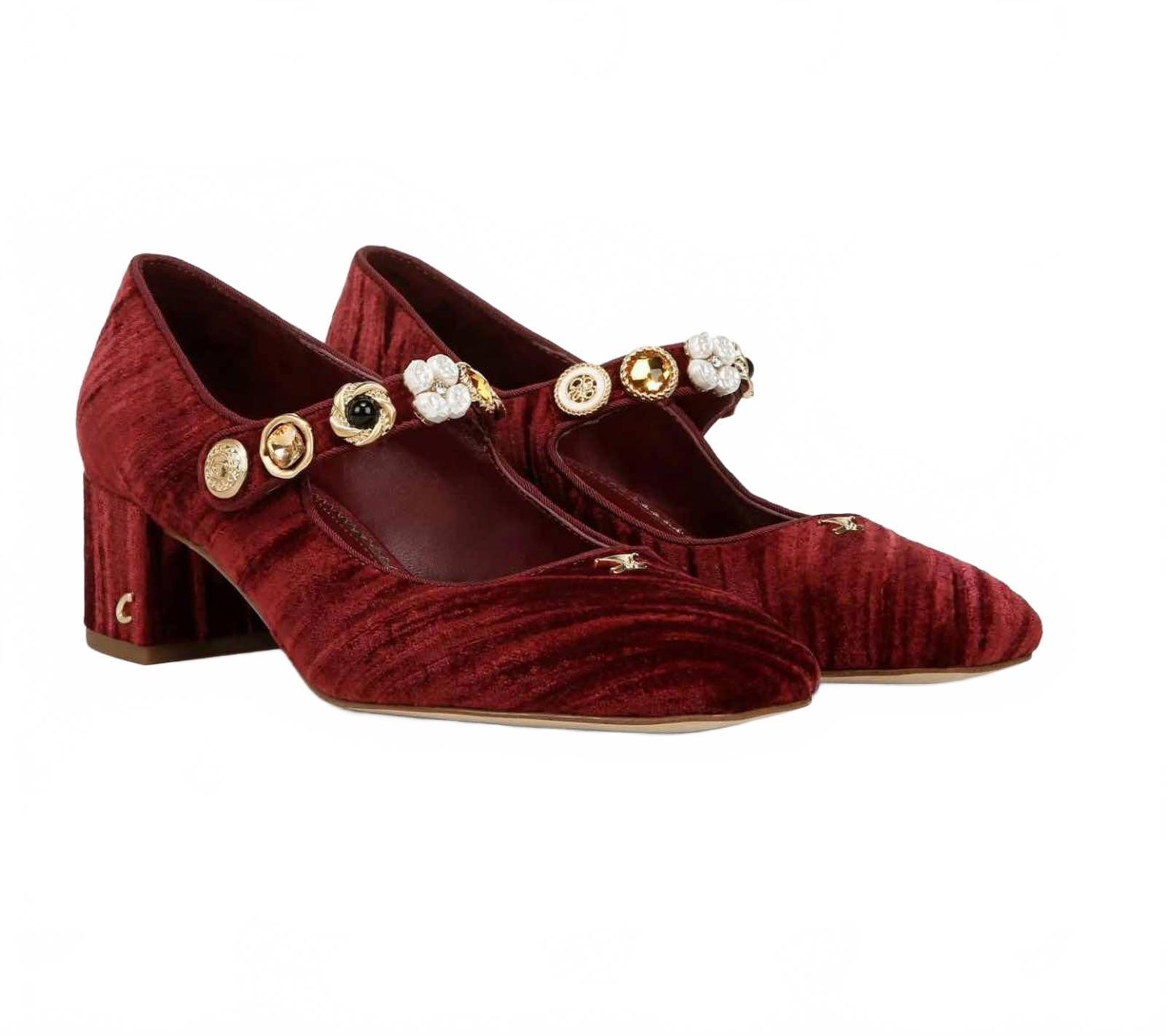 Luxurious Velvet Mary Jane Heels with Elegant Button Details