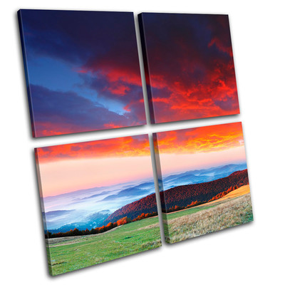 Countryside Mountain Sunset Landscape Canvas Art Picture Print Decorative Photo