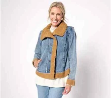 LOGO by Lori Goldstein Special Ed Jean Jacket Sherpa Medium Wash Plus 20 A626226
