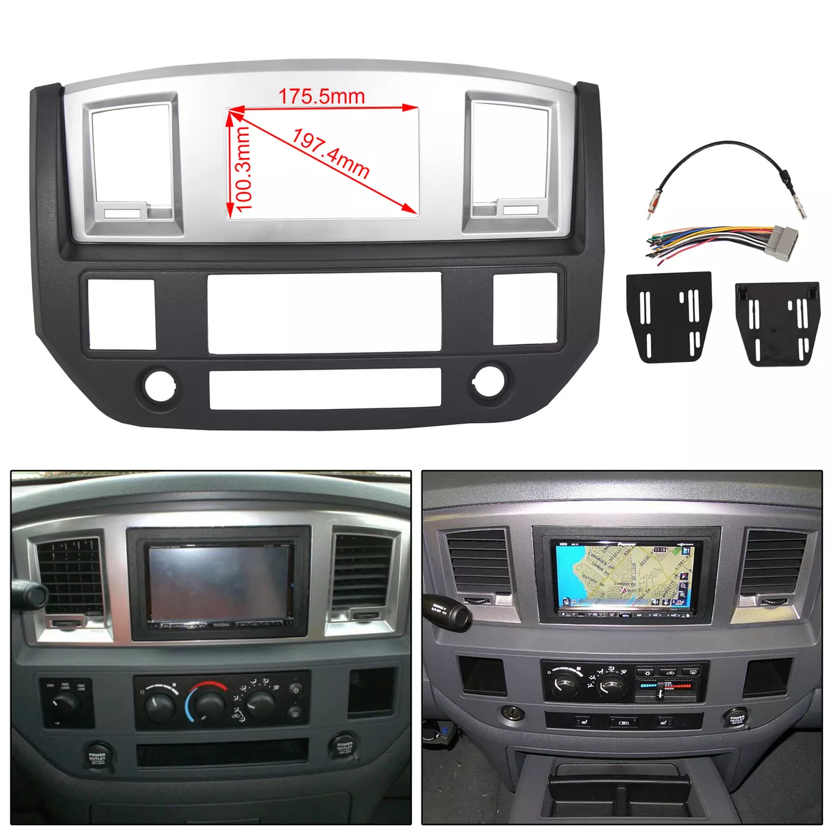 Stereo Radio Double Din Dash Install Bezel Kit For 06 09 Dodge Ram 1500 3500