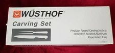 WUSTHOF Carving Set 8722 Knife 8723 Fork w/ Aluminum Presentation Case- Open Box