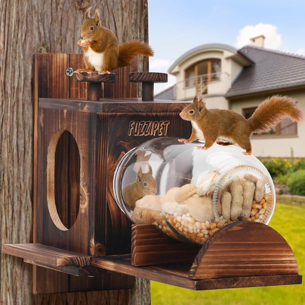 Squirrel Feeder, Large Squirrel Feeders for Outside, Durable Squirrel House, Woo
