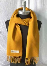 Women's Winter Warm 100% CASHMERE Scarf Made In England Soft Solid Dark Yellow