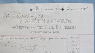 1884 Georgetown Colorado Wheaton & Chase Surveyors & Engineers Billhead CCC Mine