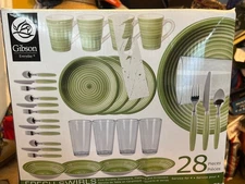 Set Of 28 Gibson Everyday Fresh Swirls DISCONTINUED Fine Durable Stoneware