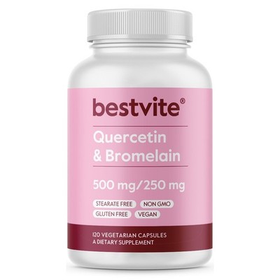 Quercetin with Bromelain 500mg/250mg (120 Vegetarian Capsules)-Vegan-Non GMO 
