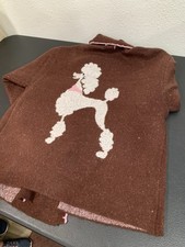 Anthropologie Flat White Dog Icon Cardigan Sweater Poodle NWT Intarsia One Size