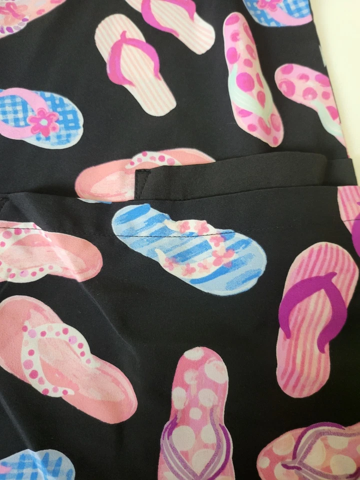 Scrub Top size 3X Black Multi Flip Flops  White Cross 3 Pocket   Medical Dental - Image 4 of 4