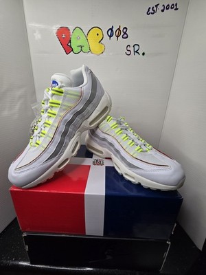 Nike Air Max 95 PRM CW6579-100 De Lo Mio White Gray Neon Men's Sneakers