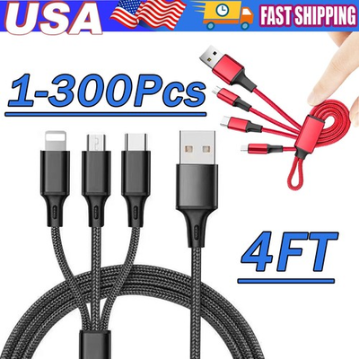 #ad 3in1 Fast USB Charging Cable Universal Multi Function iPhone 17 Charger Cord Lot $122.39