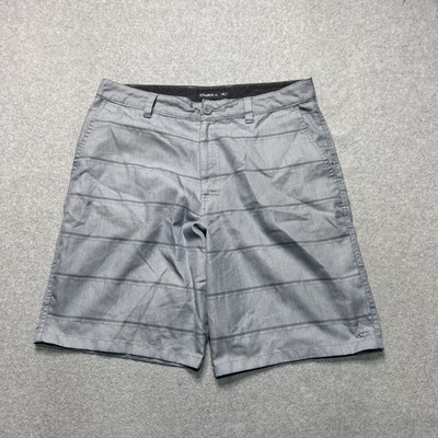 O'Neill Shorts Mens Size 34 Flynn Gray Striped Flat Front Casual Lightweight