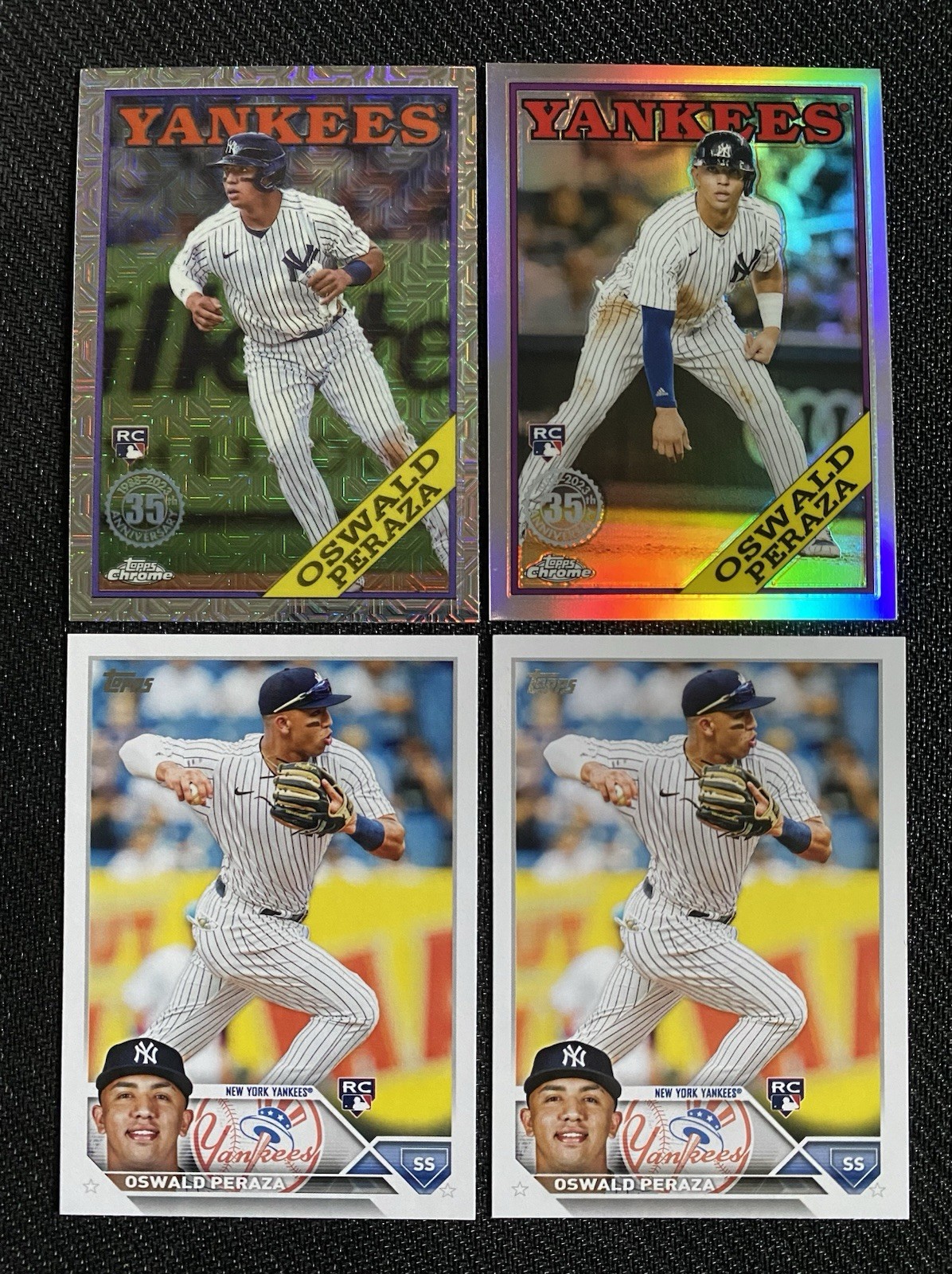 Oswald Peraza RC Lot of 4 - 2023 Topps Series 1/Chrome - New York Yankees