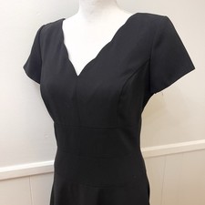 Donna Ricco Women's Short Sleeve Little Black Dress Scalloped Neckline Size 8