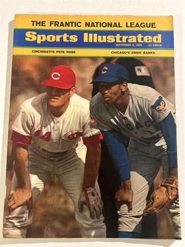 1969 Sports Illustrated CINCINNATI Reds ROSE Chicago Cubs ERNIE BANKS NL Pennant
