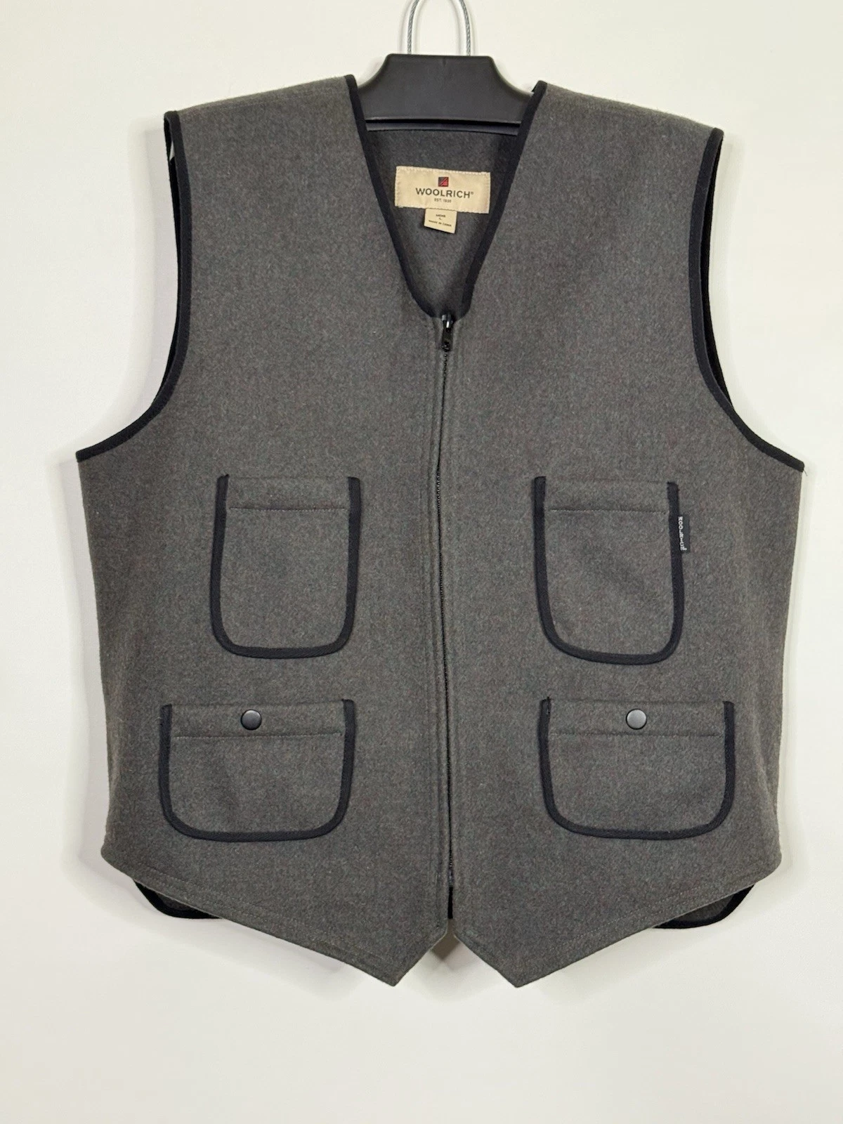 Woolrich Wool Blend Buckle Back Field Vest Men’s L Gray