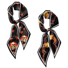 2PC Hair Head Scarf Neck Scarves Silk Feeling Long Oblique Angle Satin Cute W...