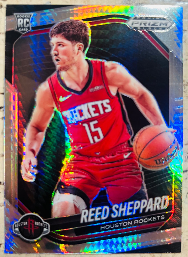 Reed Sheppard 2024-25 Panini Prizm Black Silver Hyper RC Houston Rockets #145