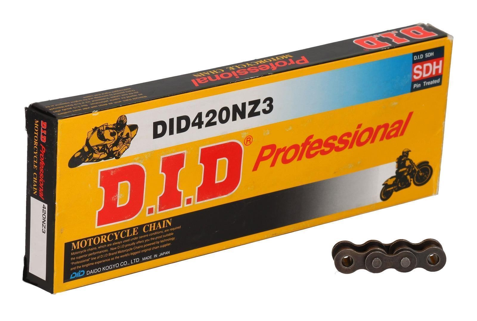 Did 420 NZ Standard Motorcycle Moped Chain Black with 072 Links and Clip Lock