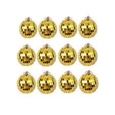 Gold Mirror Disco Hanging Ball Ornaments 12 PCS 2 Inch Christmas Tree Decor