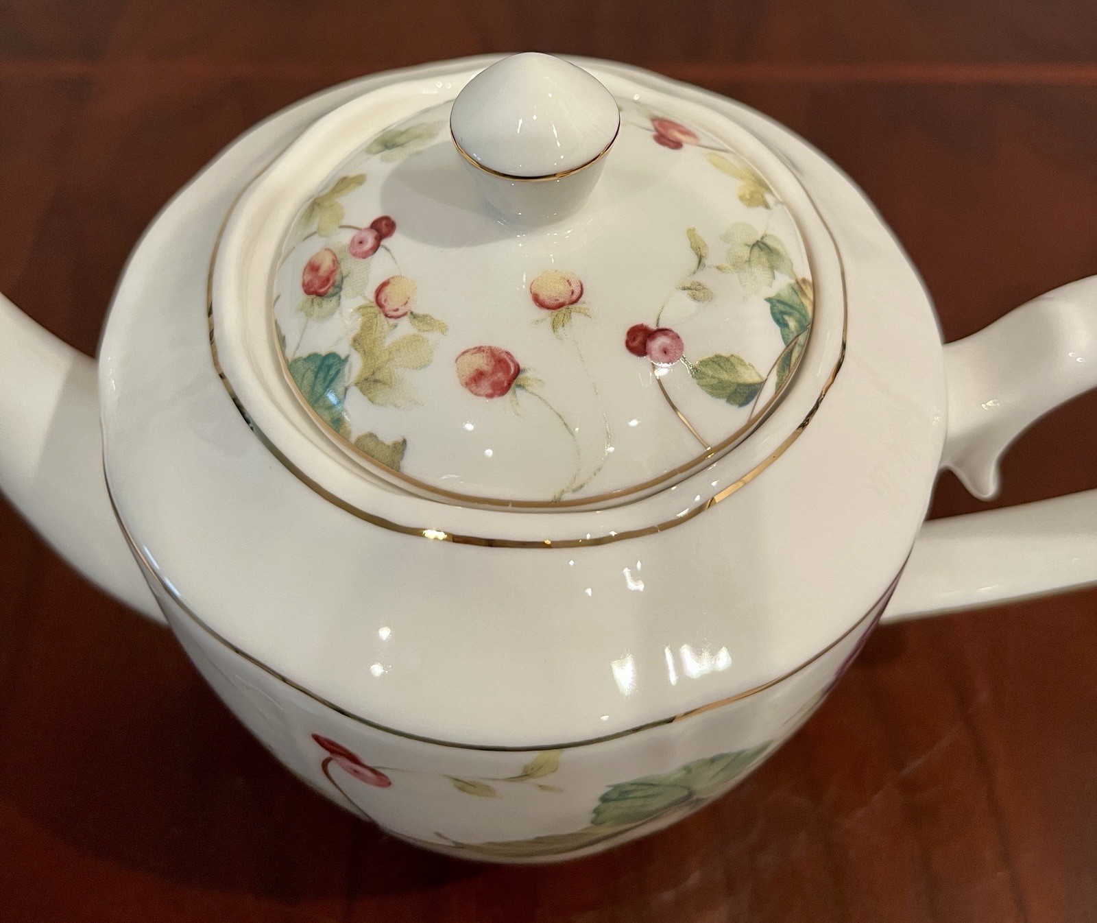 Grace Teaware Fine Porcelain Teapot With Lid Summer Berries 6.5” Tall