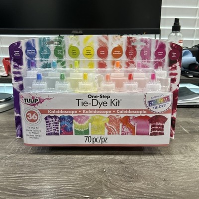 Tulip One Step Tie Dye Kit Kaleidoscope 70 pc 12 Colors Dyes Up To 36 Projects