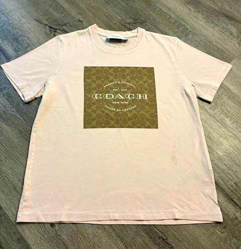 Coach Pink Logo Graphic Print Cotton Jersey Crew Neck Short Sleeve T-Shirt S