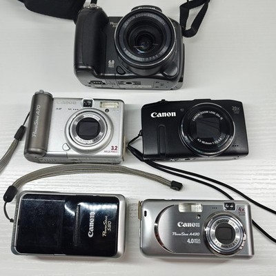 5x Canon Digital Cameras Job Lot - PowerShot S80 A430 SX280 HS A70 S3 IS