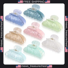 Acrylic Hair Claw Clips 8 Pack, Large, Multicolor, Non-Slip Grip