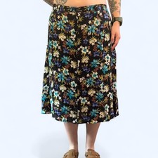 Vintage sag harbor hibiscus floral button down midi skirt womens size x-large