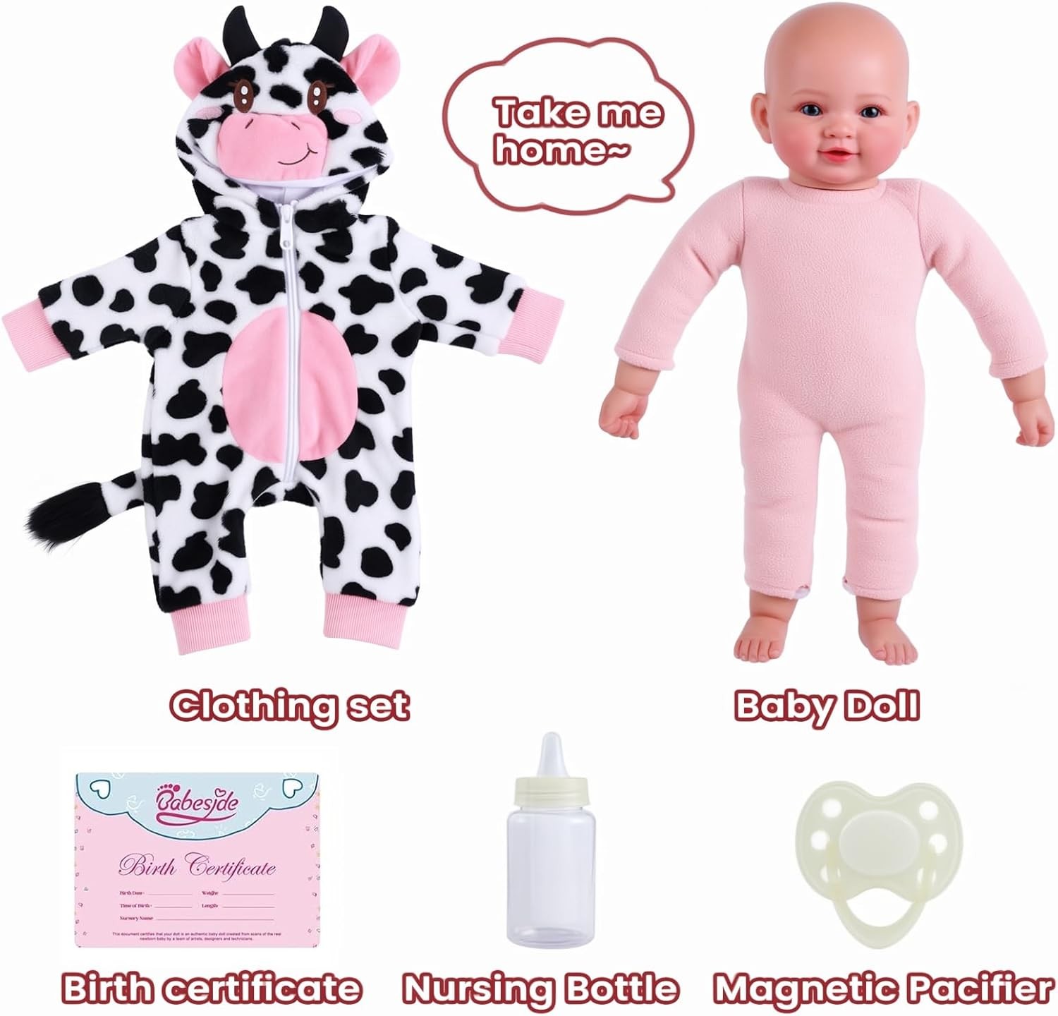 BABESIDE Baby Doll Girl - 17-Inch Soft Body Realistic Baby Doll with Blue Eyes