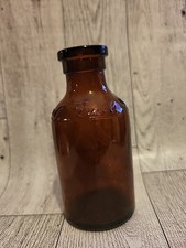Amber Glass Bottle LYSOL Made In The USA 4" No Lid MCM Vintage