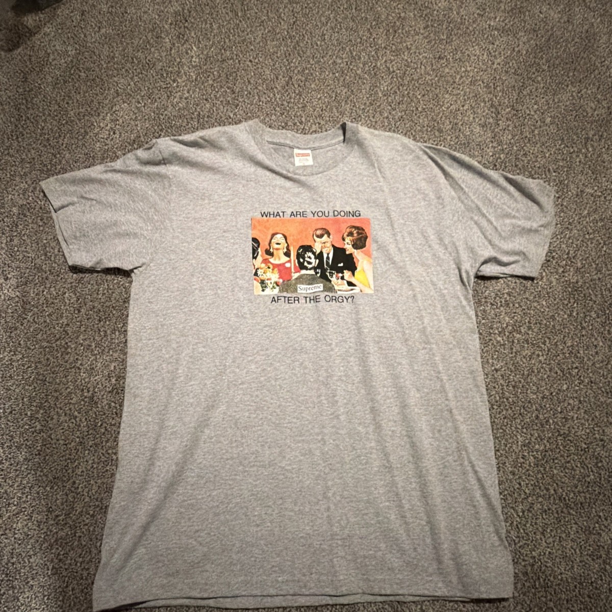 SS17 Supreme Orgy Tee GREY 2017 Size XL WYD After The Orgy T-Shirt