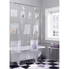 70 In. X 72 In. Clear Mesh Pocket Quick Dry Peva Shower Curtain or Liner