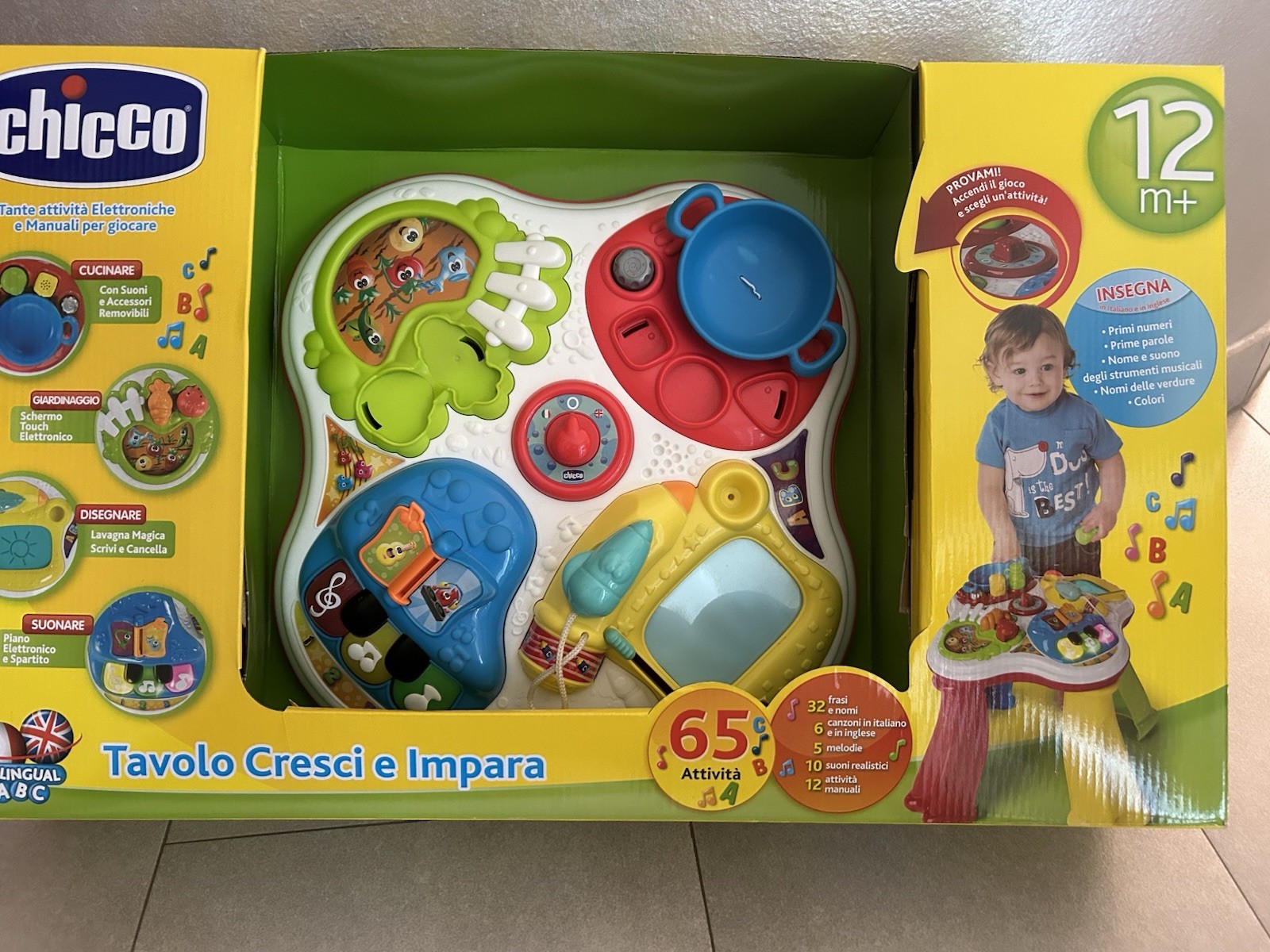 Chicco Tavolo Cresci e Impara 12m+ multicolore, attività interattiva con gambe