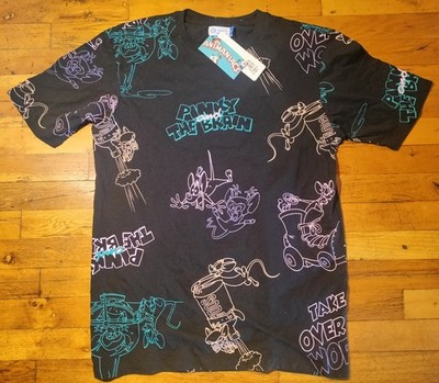 Vintage-RARE! Pinky and the Brain 2-Sided Animaniacs T-shirt NEW! Sz Medium