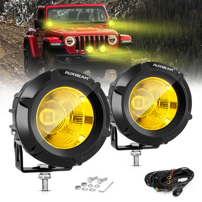 AUXBEAM 3.5''inch Round LED Work Light Bar Spot Pods Fog Driving Lamp Offroad 4WD