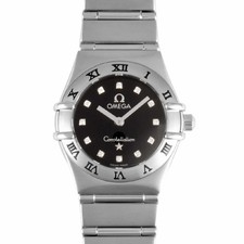 Omega 1562.56 Constellation Mini 12P Diamond Index Watch Quartz Black Used