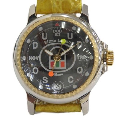 Ritmo Latino ブラックレザー 腕時計 Ritmo Latino Watch Quartz with Calendar Black Dial Leather Strap