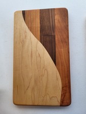 66 HAND-CRAFTED CHARCUTERIE BOARD, 6  X 11, MAPLE, WALNUT,  CHERRY
