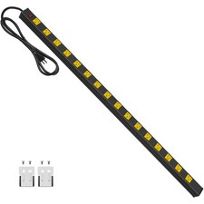 Yellow 16 Outlet Metal Power Strip, 6 FT Cord, 15A 1875W, Heavy Duty, Garage