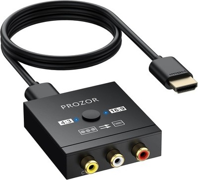 PROZOR RCA to HDMI Converter - 4:3/16:9 Switch, 1080P AV to HDMI Adapter, Mini C