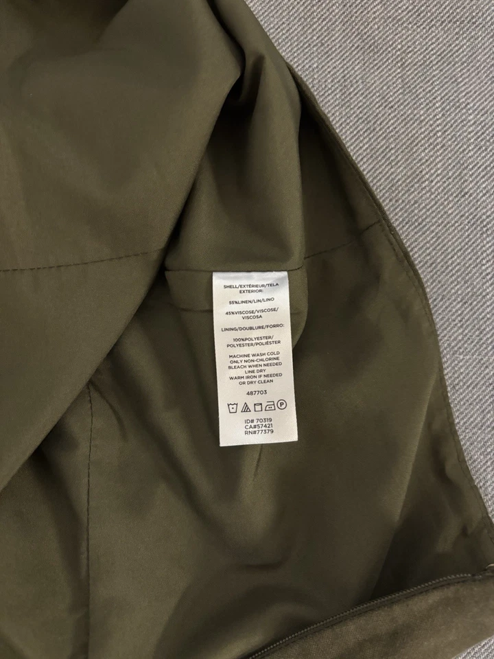 Ann Taylor 女式绿色亚麻混纺裙 0 码 — 第 3/4 张图片