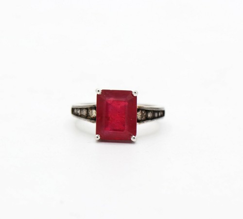 Bague Ancienne En Argent 925 Avec Rubis - Taille 54 - Belle Finition, Occasion En Très Bon état