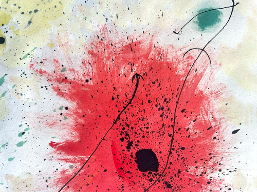Miro Joan Original Painting Abstract Artwork Spain Spanish Red Splash Green B78 - Picture 7 of 11