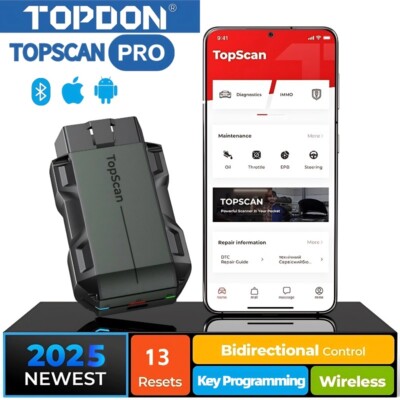 2025 TOPDON TopScan PRO Bluetooth OBD2 Scanner with Key Programming and 13 Reset