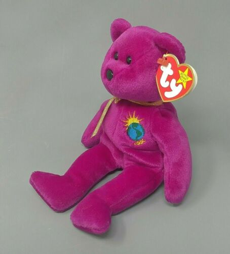 MILLENNIUM Beanie Baby Purple Bear 1999 Collectible Plush Toy Doll - Picture 1 of 10