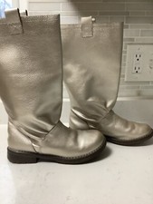 NWOT GAP Girls - GOLD Sz 3 Zip Leather Knee Tall - RARE -Festive Boots