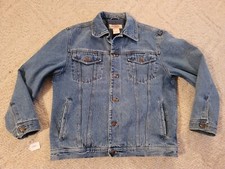 Big Mac Work Wear Mens Quilted Denim Trucker Jacket Medium Blue Cotton Polyester